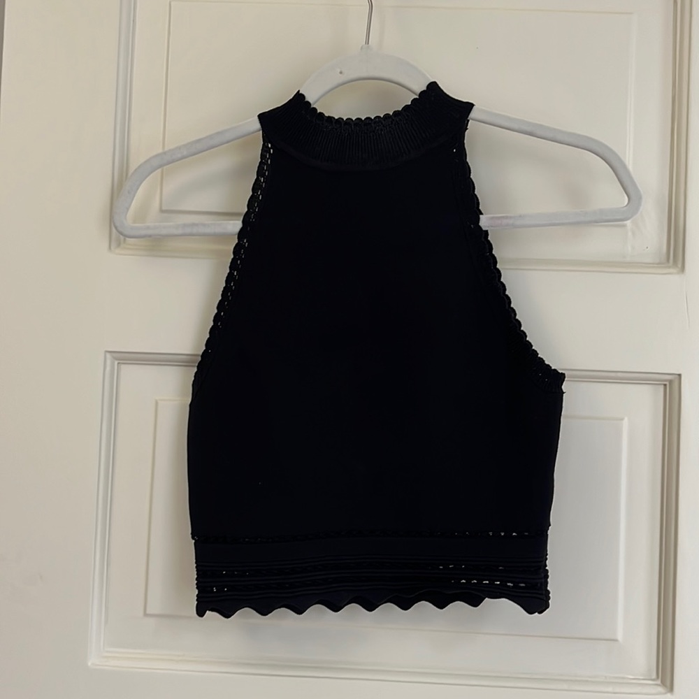 Zara Black High Neck Crop Top Size Small